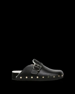 Veronica Beard Flats & Loafers|The Gift Guide*Fern Shearling Clog in Leather Black