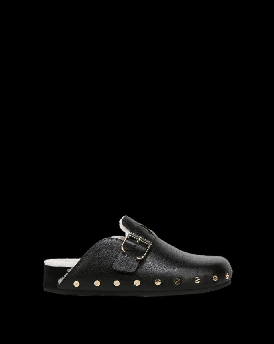 Veronica Beard Flats & Loafers|The Gift Guide*Fern Shearling Clog in Leather Black