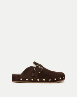 Veronica Beard Flats & Loafers|The Veronicas' Favorites*Fern Shearling Clog in Brown Suede Espresso