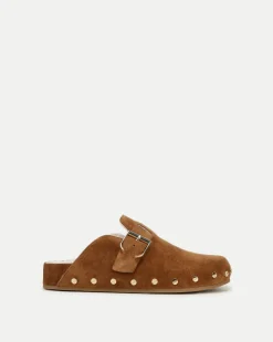Veronica Beard Flats & Loafers|The Gift Guide*Fern Shearling Clog in Tan Suede Caramel