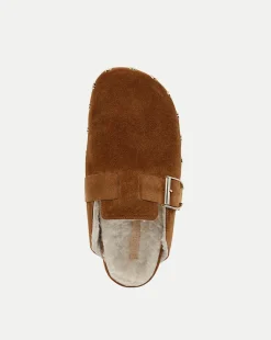 Veronica Beard Flats & Loafers|The Gift Guide*Fern Shearling Clog in Tan Suede Caramel
