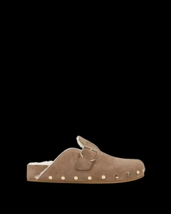 Veronica Beard Flats & Loafers|The Gift Guide*Fern Shearling Clog in Suede Taupe
