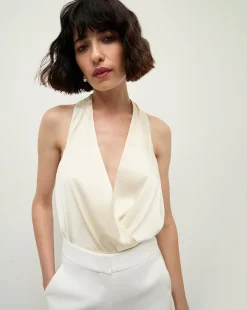 Veronica Beard Tops|Party Dressing*Fernanda Silk Bodysuit in x Poppy Delevingne Ivory