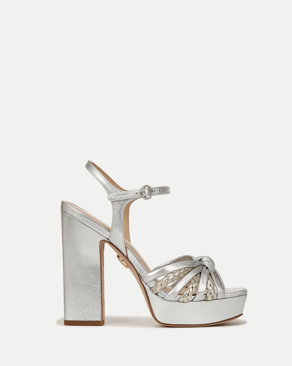 Veronica Beard Sandals*Flavia Silver Platform Sandal Heel Silver/Platinum