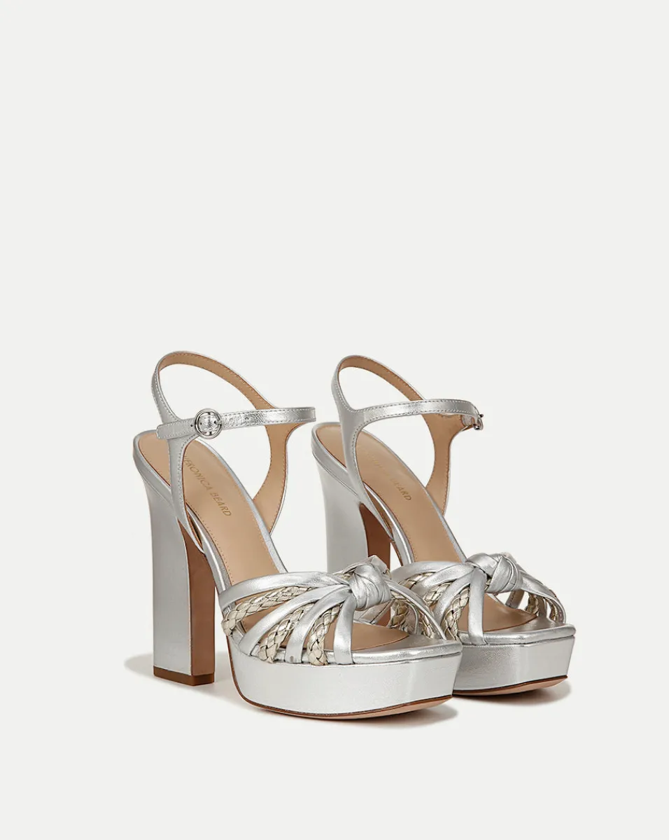 Veronica Beard Sandals*Flavia Silver Platform Sandal Heel Silver/Platinum