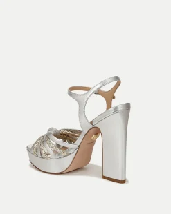 Veronica Beard Sandals*Flavia Silver Platform Sandal Heel Silver/Platinum