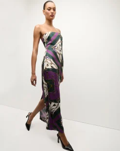 Veronica Beard Dresses|The Veronicas' Favorites*Flora Silk Strapless Maxi Dress in Green & Purple PineMulti