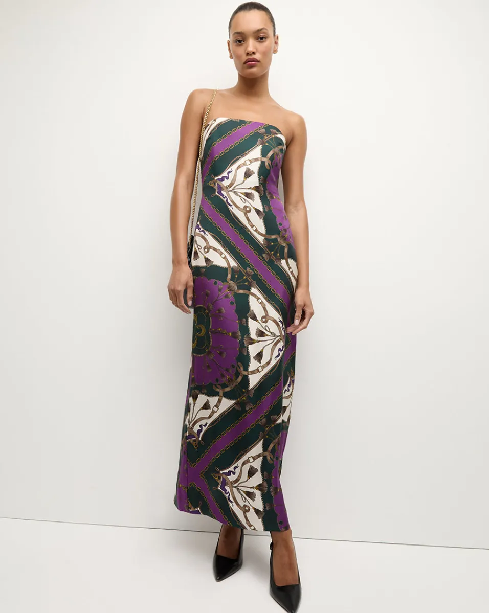Veronica Beard Dresses|The Veronicas' Favorites*Flora Silk Strapless Maxi Dress in Green & Purple PineMulti