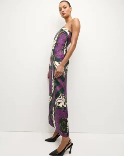 Veronica Beard Dresses|The Veronicas' Favorites*Flora Silk Strapless Maxi Dress in Green & Purple PineMulti