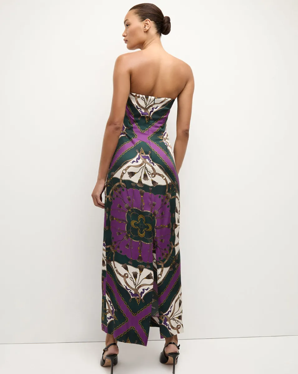 Veronica Beard Dresses|The Veronicas' Favorites*Flora Silk Strapless Maxi Dress in Green & Purple PineMulti