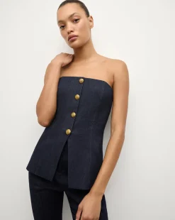 Veronica Beard Tops|The Veronicas' Favorites*Forman Denim Bustier Top in Dark Wash MidnightWash