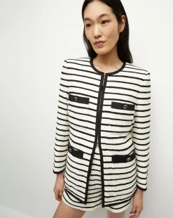 Veronica Beard Jackets & Outerwear*Foster Striped Dickey Jacket in Ivory/Black
