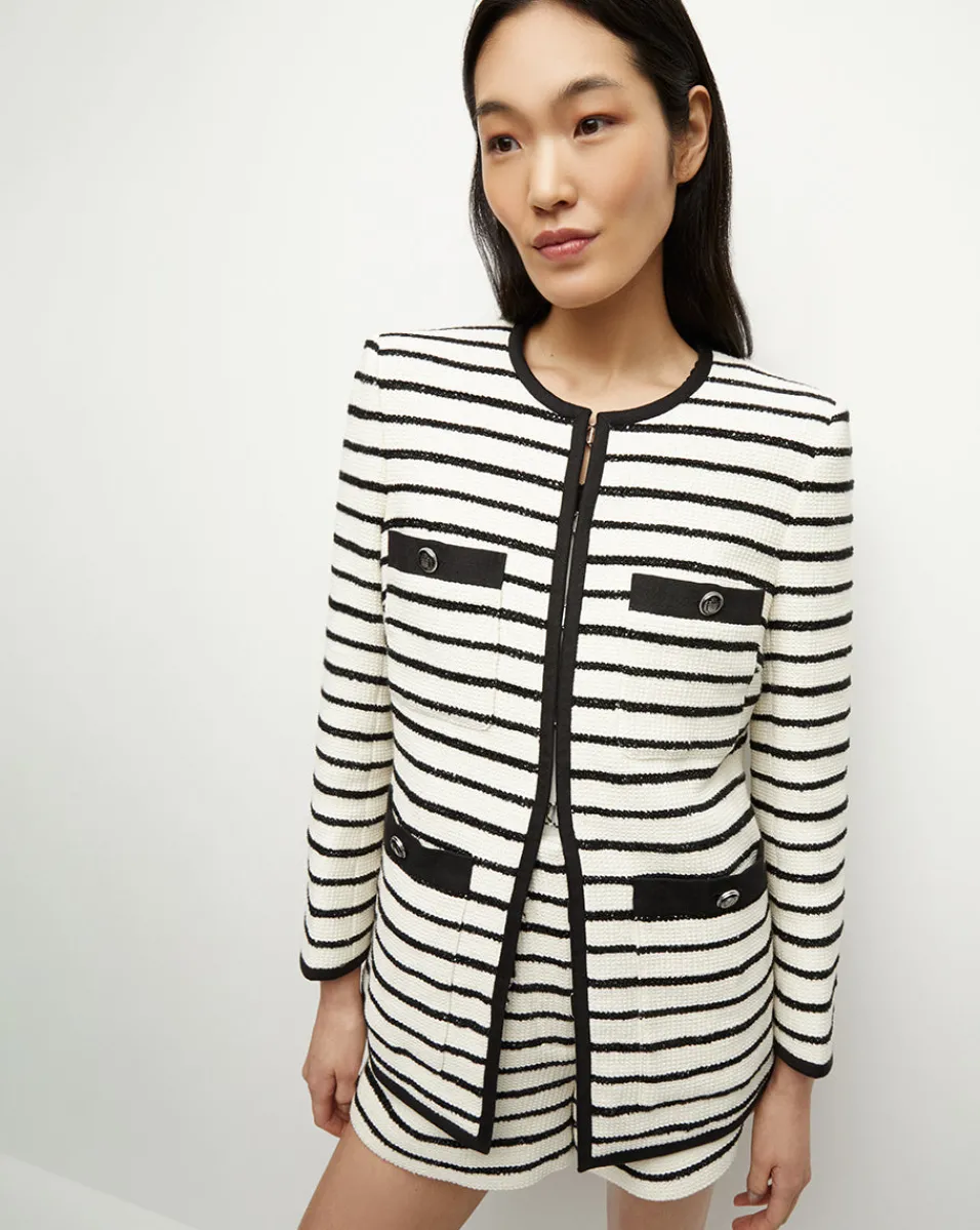 Veronica Beard Jackets & Outerwear*Foster Striped Dickey Jacket in Ivory/Black