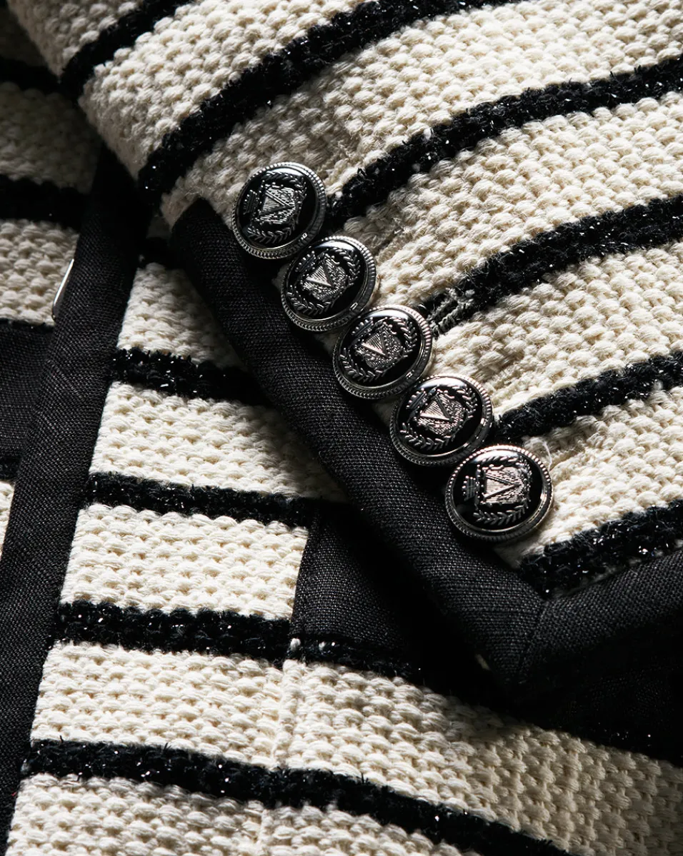 Veronica Beard Jackets & Outerwear*Foster Striped Dickey Jacket in Ivory/Black