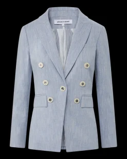Veronica Beard Jackets & Outerwear*Gaya Metallic Pinstripe Dickey Jacket in Blue Oasis BlueOasis