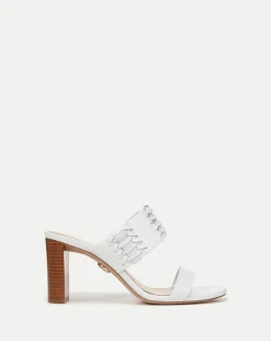 Veronica Beard Sandals*Georgie White Woven Leather Heeled Sandal Coconut