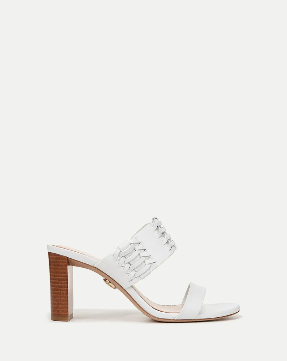 Veronica Beard Sandals*Georgie White Woven Leather Heeled Sandal Coconut