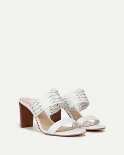 Veronica Beard Sandals*Georgie White Woven Leather Heeled Sandal Coconut