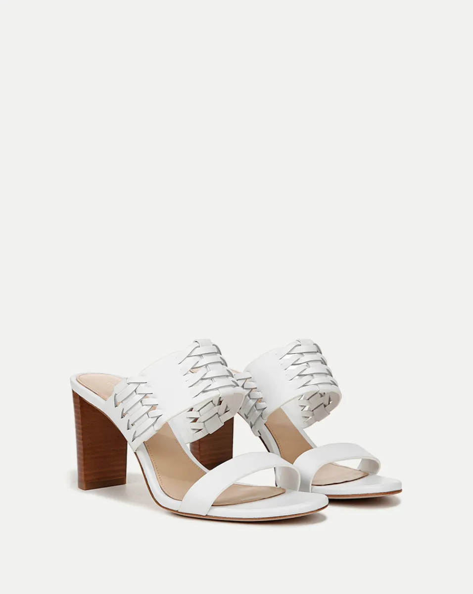 Veronica Beard Sandals*Georgie White Woven Leather Heeled Sandal Coconut