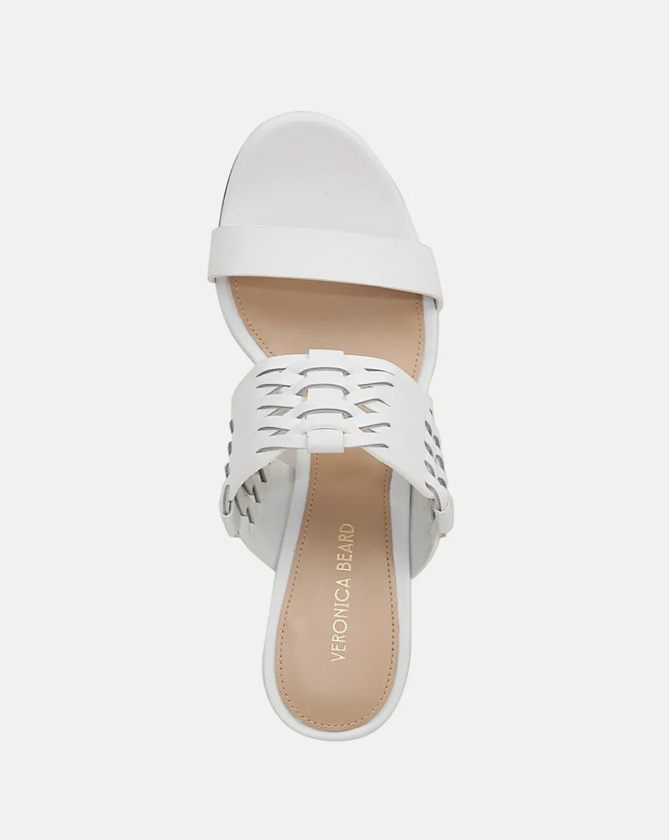 Veronica Beard Sandals*Georgie White Woven Leather Heeled Sandal Coconut