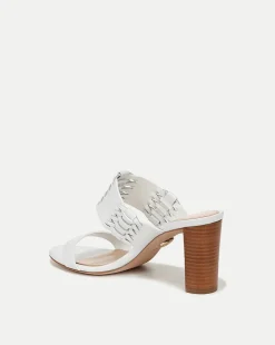 Veronica Beard Sandals*Georgie White Woven Leather Heeled Sandal Coconut