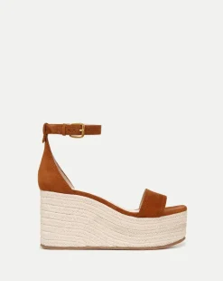 Veronica Beard Sandals*Gianna Raffia Wedge Sandal in Caramel