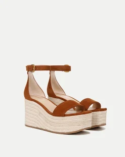 Veronica Beard Sandals*Gianna Raffia Wedge Sandal in Caramel