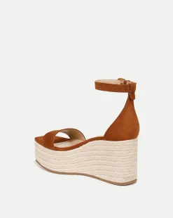 Veronica Beard Sandals*Gianna Raffia Wedge Sandal in Caramel