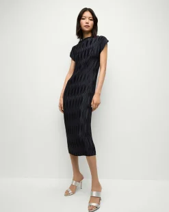 Veronica Beard Dresses*Gramercy Pleated Dress in Navy