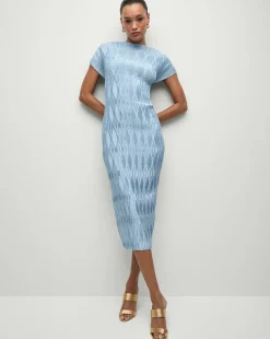 Veronica Beard Dresses*Gramercy Pleated Dress in Blue Sky BlueSky