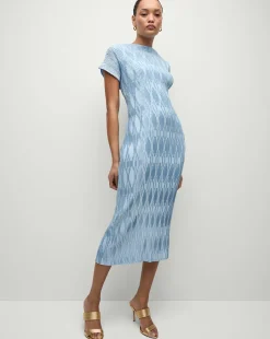 Veronica Beard Dresses*Gramercy Pleated Dress in Blue Sky BlueSky