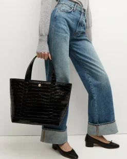 Veronica Beard Shoulder Bags|Tote Bags*Grand Croc-Embossed Goody Bag in Black