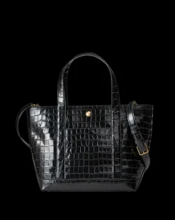 Veronica Beard Shoulder Bags|Tote Bags*Grand Croc-Embossed Goody Bag in Black