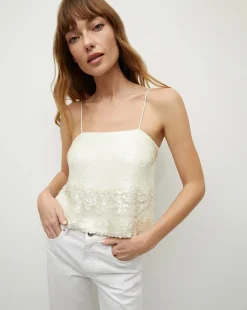 Veronica Beard Tops*Harmoni White Sequin Tank IridescentOff-White