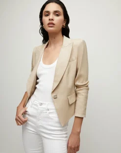Veronica Beard Jackets & Outerwear|Vb Classics*Hosanna Khaki Linen Dickey Jacket KhakiMelange