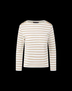 Veronica Beard Tops*Hovey Striped Top in Off-White/Khaki