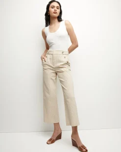 Veronica Beard Pants*Hunter Seersucker Pant in Khaki/White