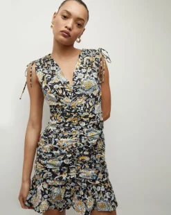 Veronica Beard Dresses*Jackson Paisley Ruched Mini Dress BlackMulti