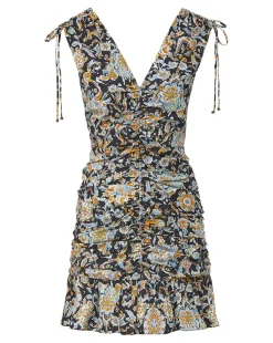 Veronica Beard Dresses*Jackson Paisley Ruched Mini Dress BlackMulti