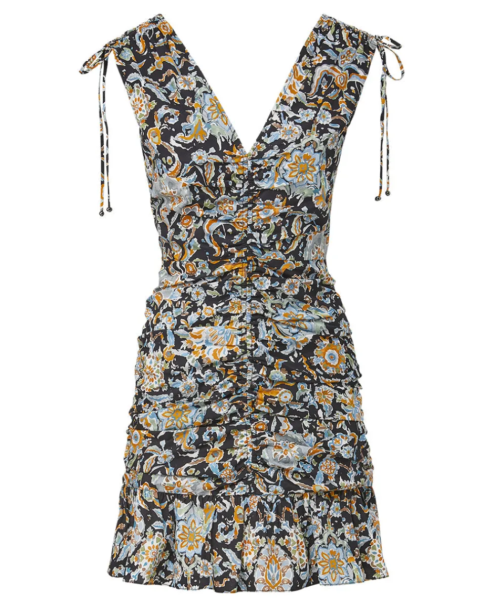 Veronica Beard Dresses*Jackson Paisley Ruched Mini Dress BlackMulti