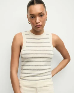 Veronica Beard Tops|Sweaters*Jerrel Striped Cashmere Tank in Ivory/Heather Grey Ivory/HeatherGrey