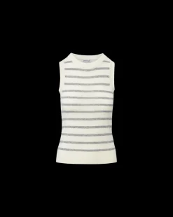 Veronica Beard Tops|Sweaters*Jerrel Striped Cashmere Tank in Ivory/Heather Grey Ivory/HeatherGrey