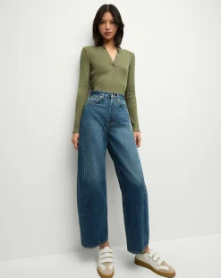 Veronica Beard Tops*Jocelyn Henley Shirt in Stone Army StoneArmy