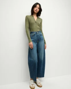 Veronica Beard Tops*Jocelyn Henley Shirt in Stone Army StoneArmy