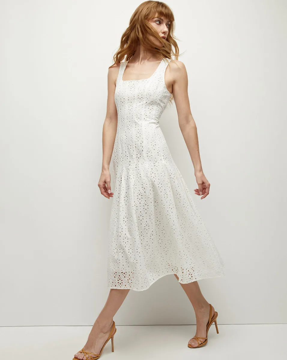 Veronica Beard Dresses*Jolie Cotton Eyelet Dress in White