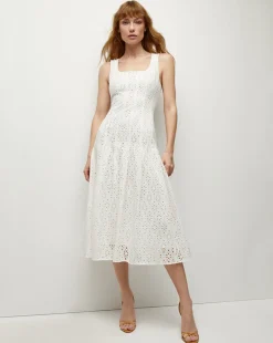 Veronica Beard Dresses*Jolie Cotton Eyelet Dress in White