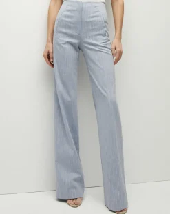 Veronica Beard Pants*Jude Metallic Pinstripe Pant in Blue Oasis BlueOasis