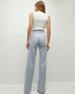 Veronica Beard Pants*Jude Metallic Pinstripe Pant in Blue Oasis BlueOasis