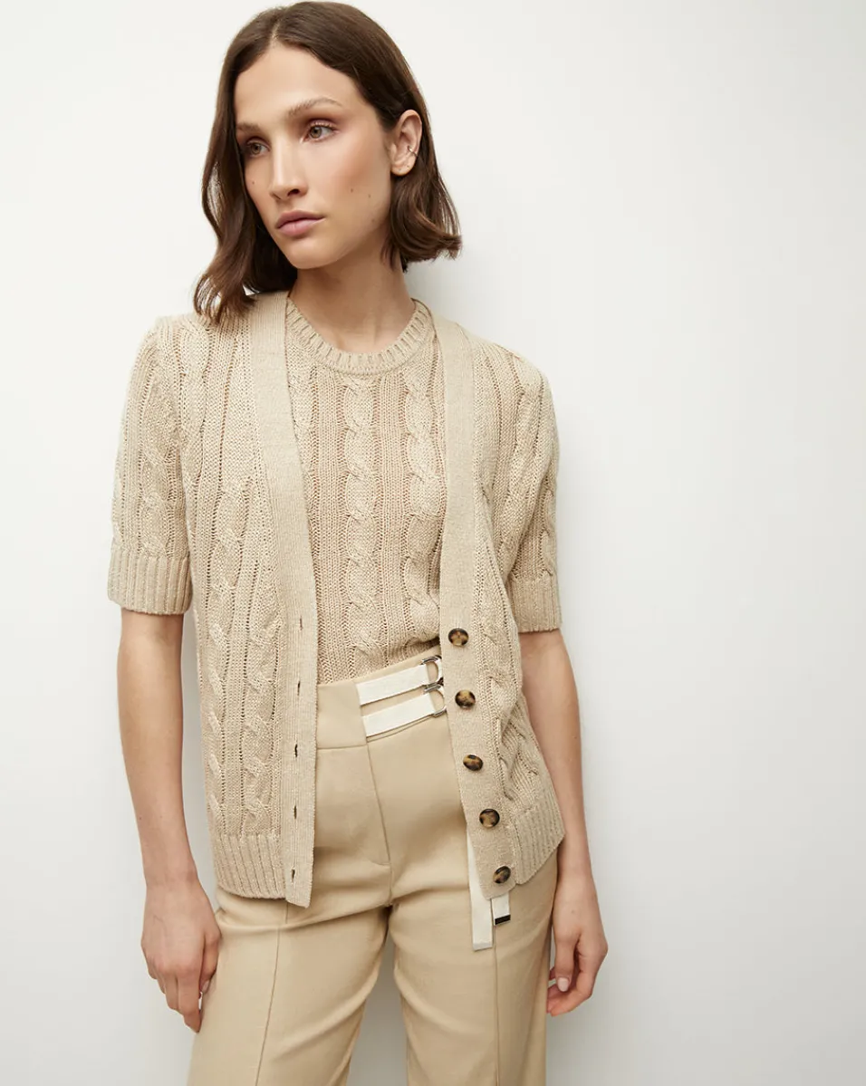 Veronica Beard Tops|Sweaters*Julietta Silk-Linen Cardigan in Stone Khaki StoneKhaki