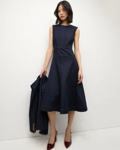 Veronica Beard Dresses*Karrigan Denim Midi Dress in Dark Wash MidnightWash